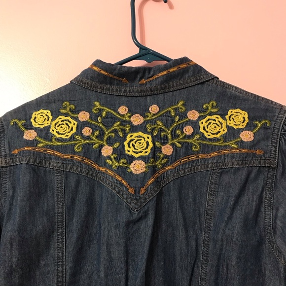 Wrangler x Yellow Rose by Kendra Scott Embroidered Floral Denim Dress medium - Picture 4 of 6